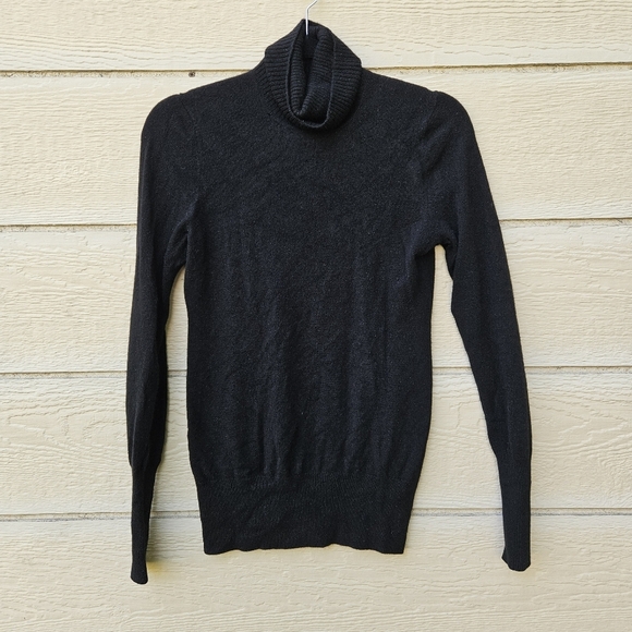 J. Crew Collection black italian cashmere turtleneck sweater size small flawed - Picture 1 of 8